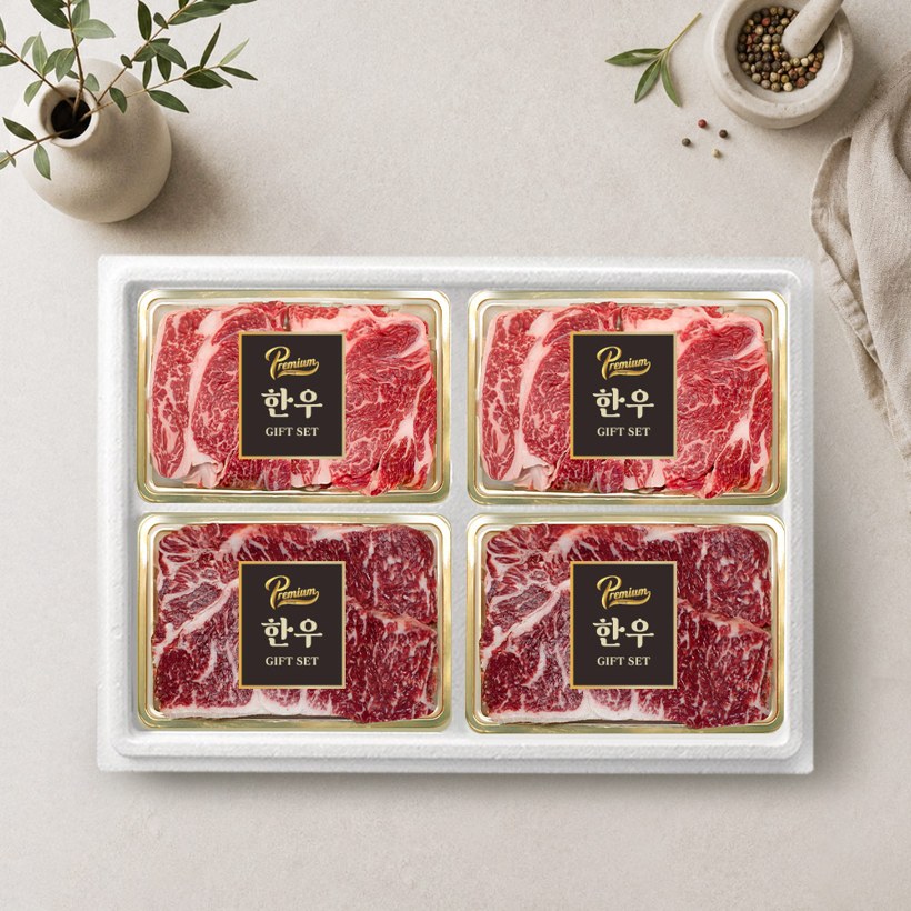 🥩 1++ 한우 로스구이세트 1kg (등심·채끝)