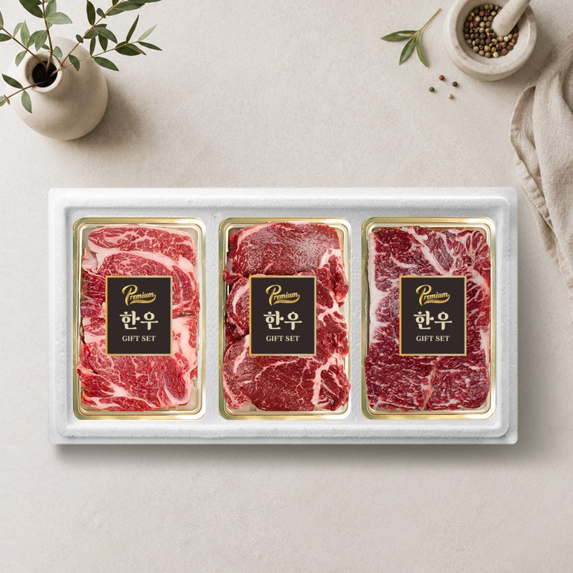 🥩 1++ 한우 로스구이세트 600g (등심·안심·채끝)