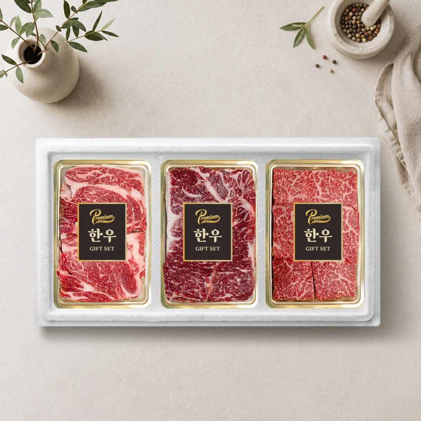 🥩 1++ 한우 로스구이세트 800g (등심·채끝·살치)